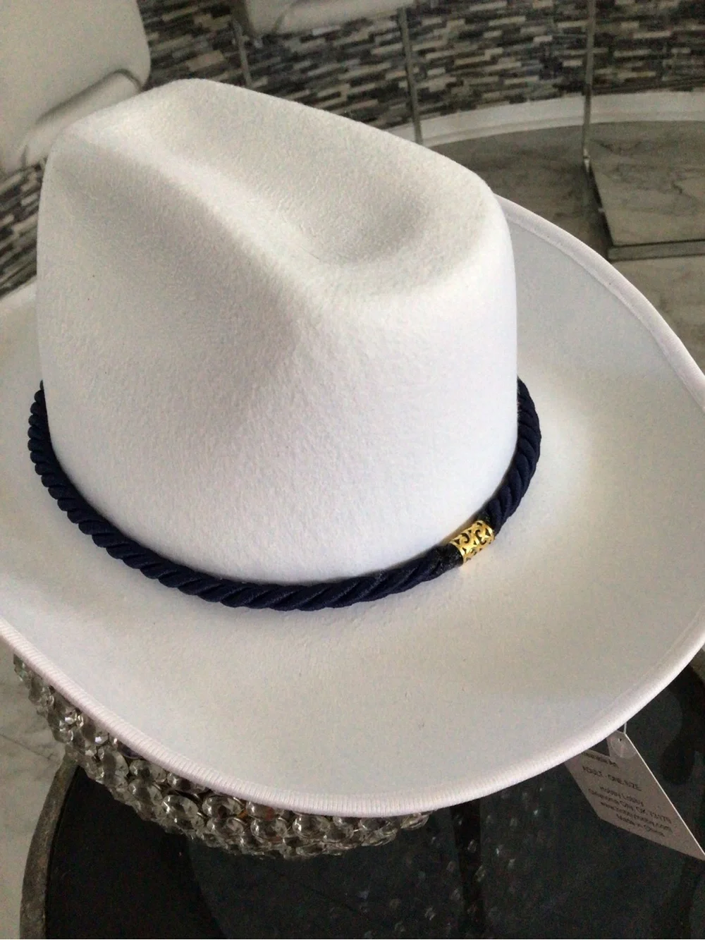 Houston Texans White Cowboy Hat with Navy Trim